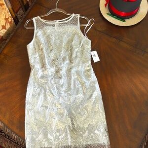 NWT Fancy silver wedding/occasion dress size 12